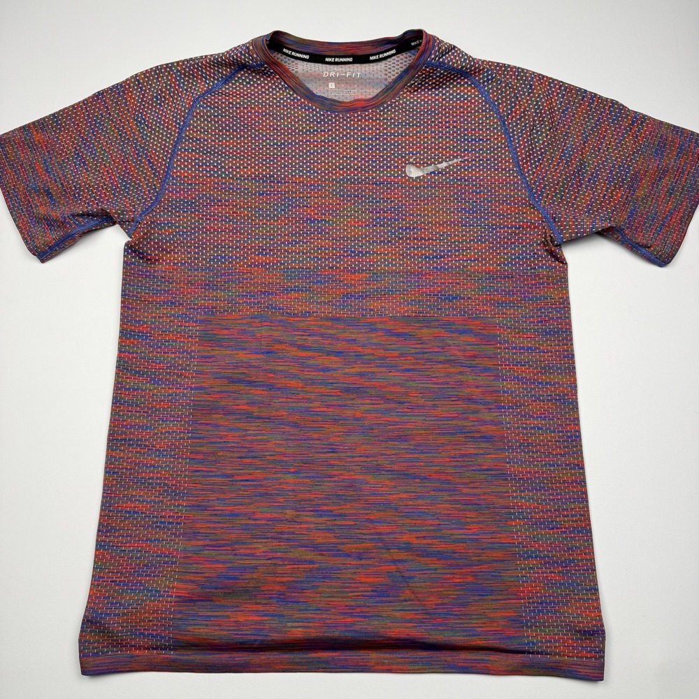 Nike Dri-Fit Tech Knit 1.0 Shirt Mens Large Fireworks Short Sleeve Running